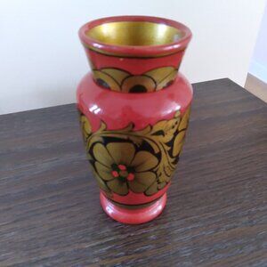 Vintage Handmade Wooden Vase, Made in Ukraine